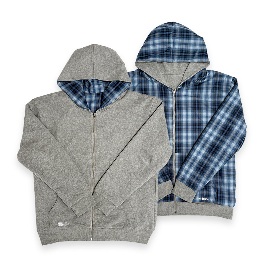 VIDA / Reversible Zip Jacket / grey/blue