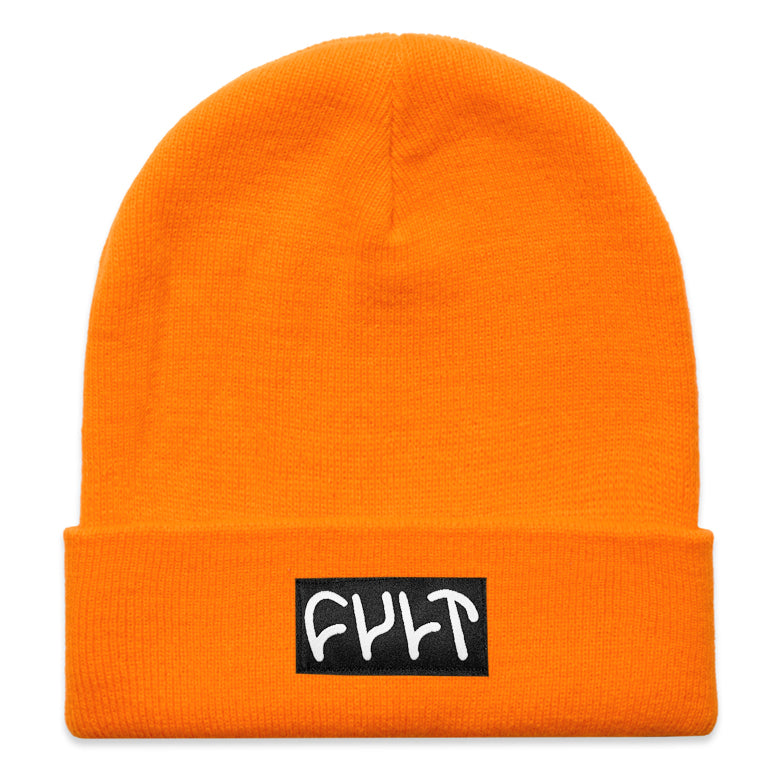 Witness Beanie / tight knit safety orange